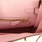 Hermes Special Order (HSS) Birkin 25 White and Rose Sakura Clemence Rose Gold Hardware