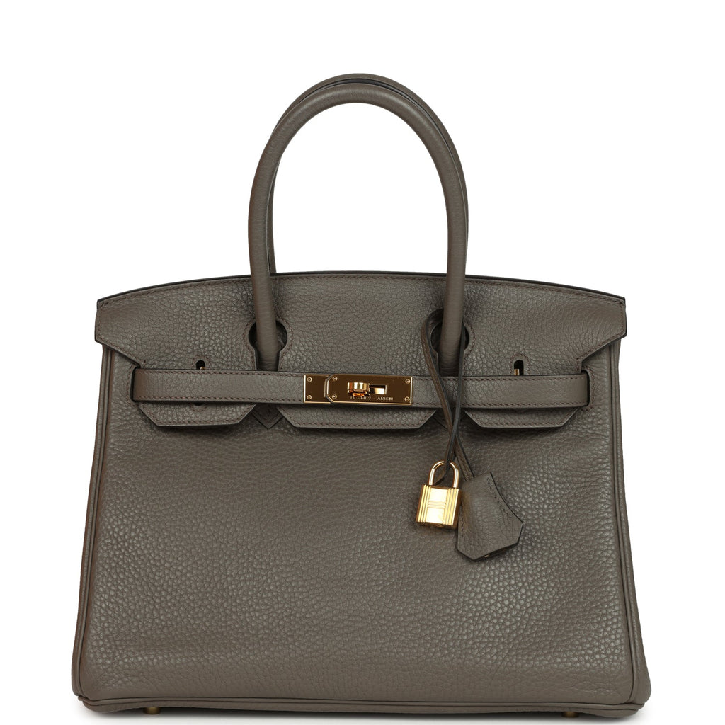 Hermes Birkin 30 Etain Clemence Gold Hardware