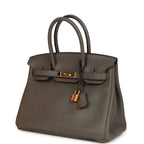 Hermes Birkin 30 Etain Clemence Gold Hardware