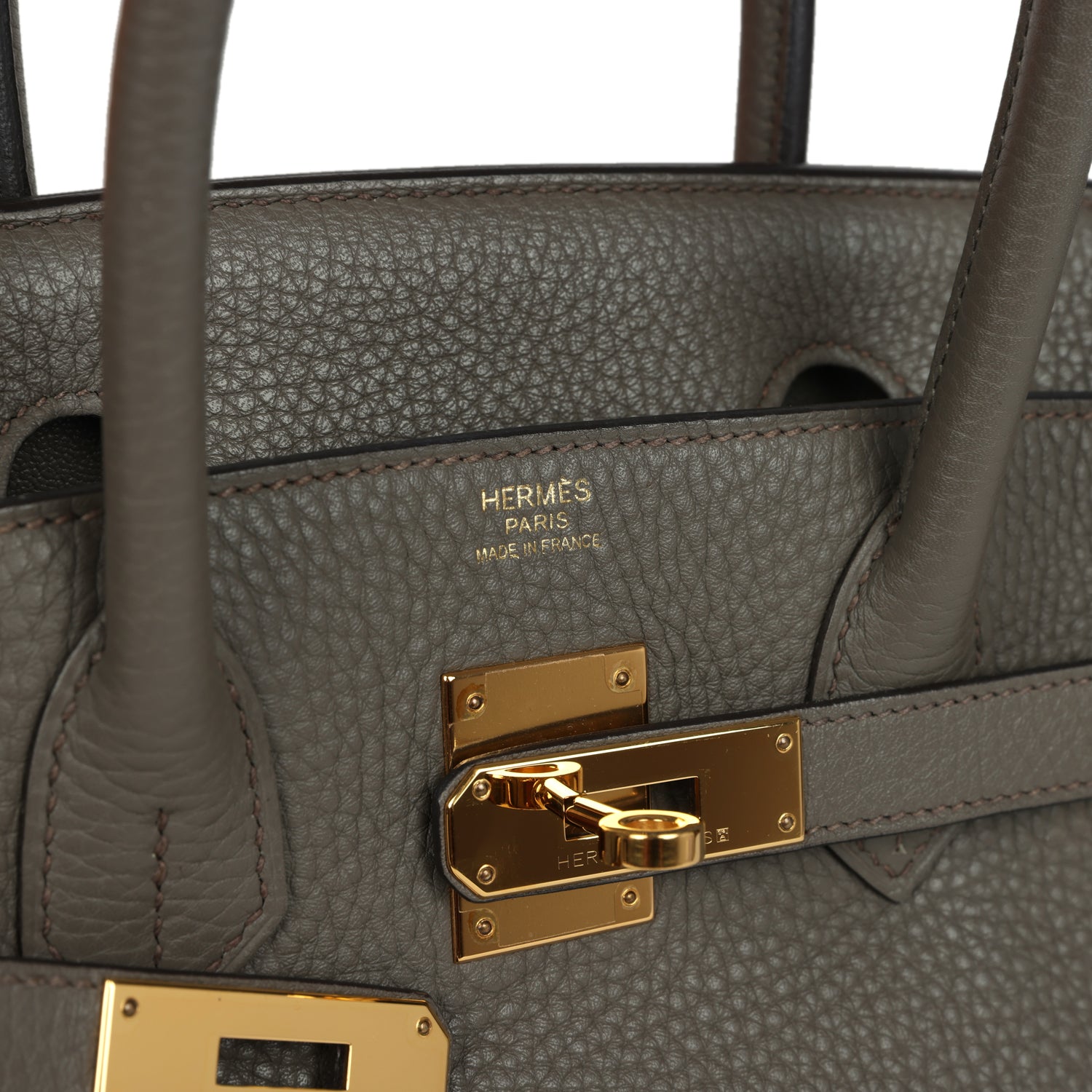 Hermes Birkin 30 Etain Clemence Gold Hardware