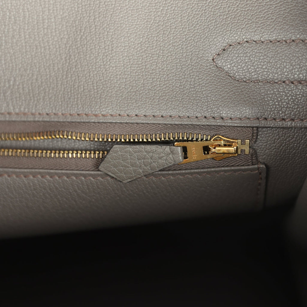 Hermes Birkin 30 Etain Clemence Gold Hardware