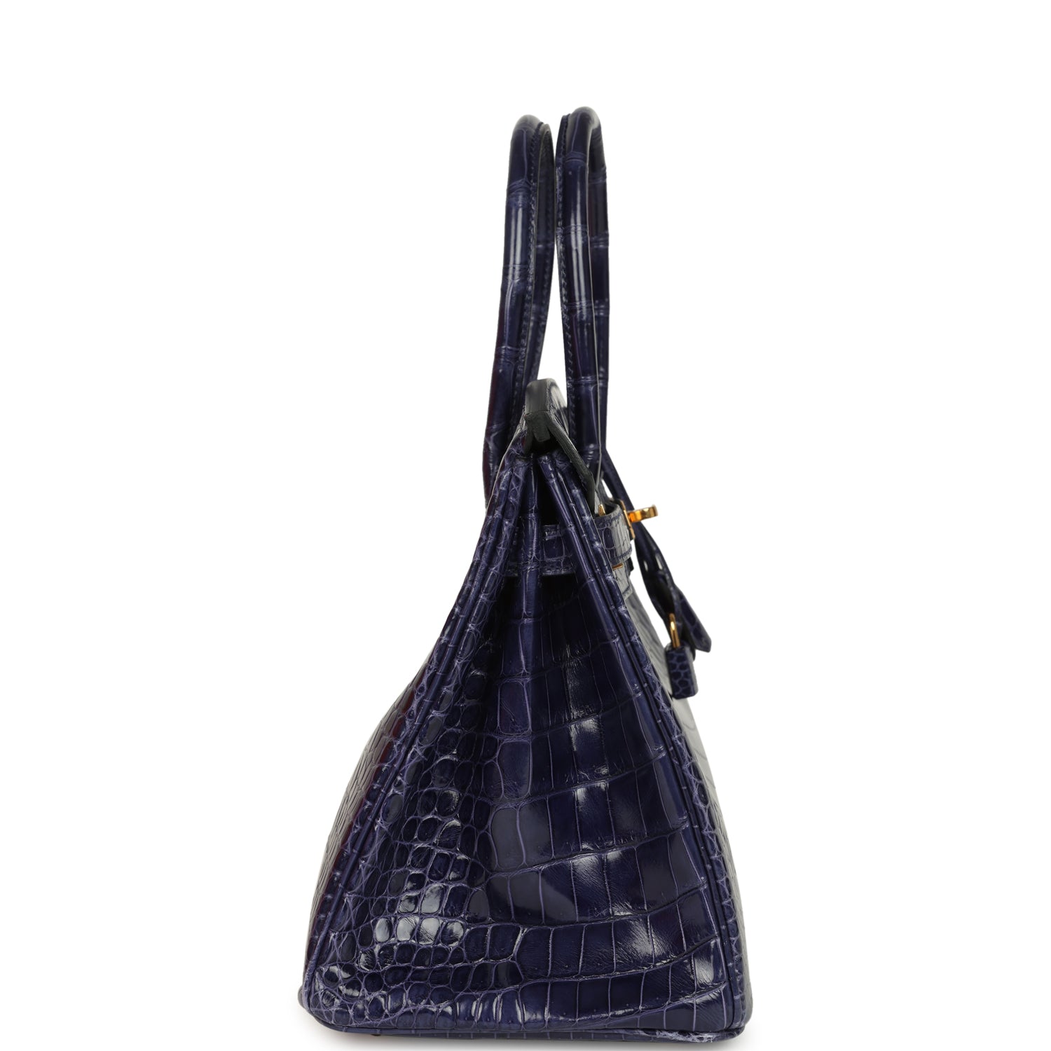 Hermes Birkin 30 Bleu Encre Shiny Porosus Crocodile Gold Hardware