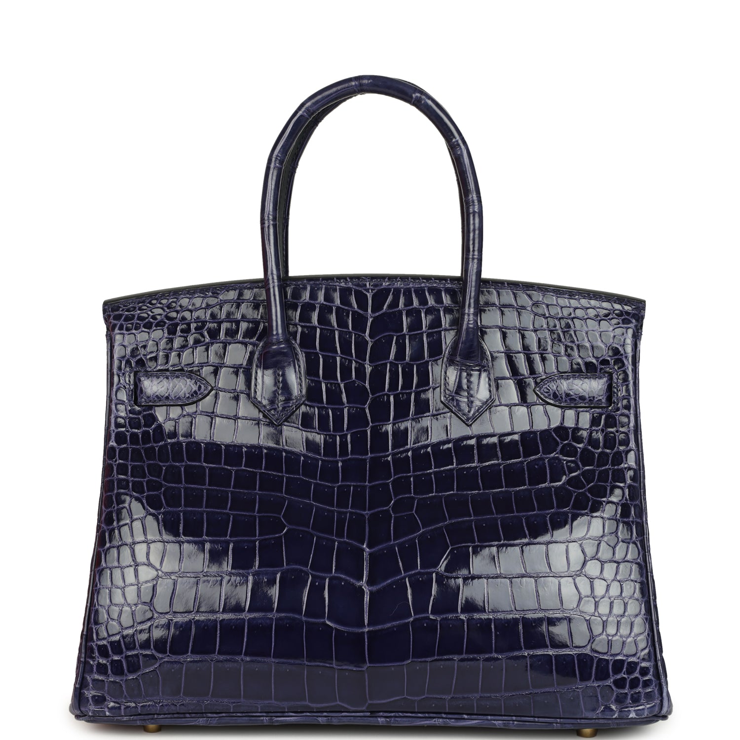 Hermes Birkin 30 Bleu Encre Shiny Porosus Crocodile Gold Hardware
