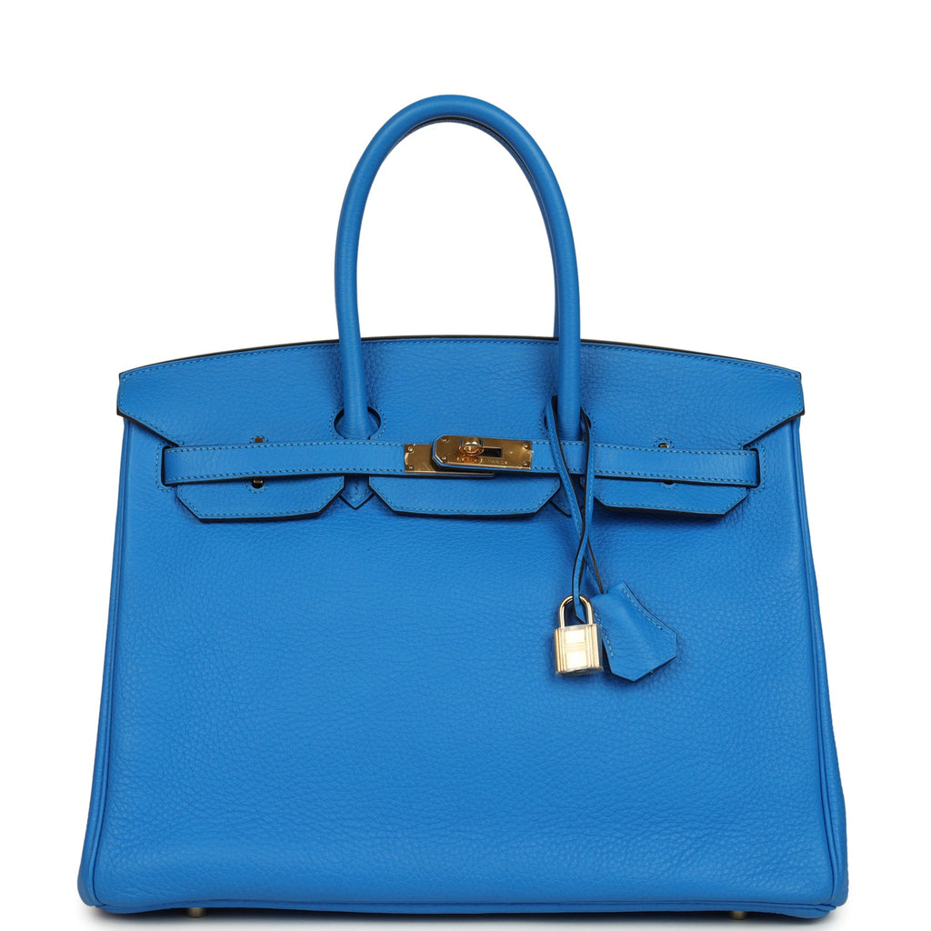 Hermes Birkin 35 Bleu Hydra Clemence Gold Hardware