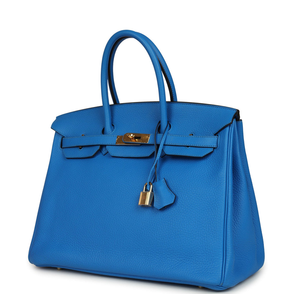Hermes Birkin 35 Bleu Hydra Clemence Gold Hardware