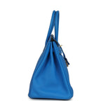 Hermes Birkin 35 Bleu Hydra Clemence Gold Hardware