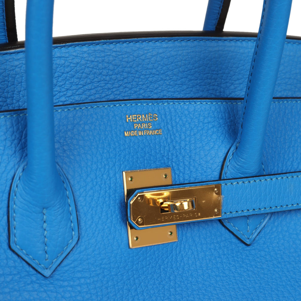 Hermes Birkin 35 Bleu Hydra Clemence Gold Hardware