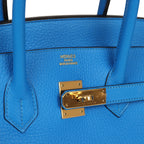 Hermes Birkin 35 Bleu Hydra Clemence Gold Hardware