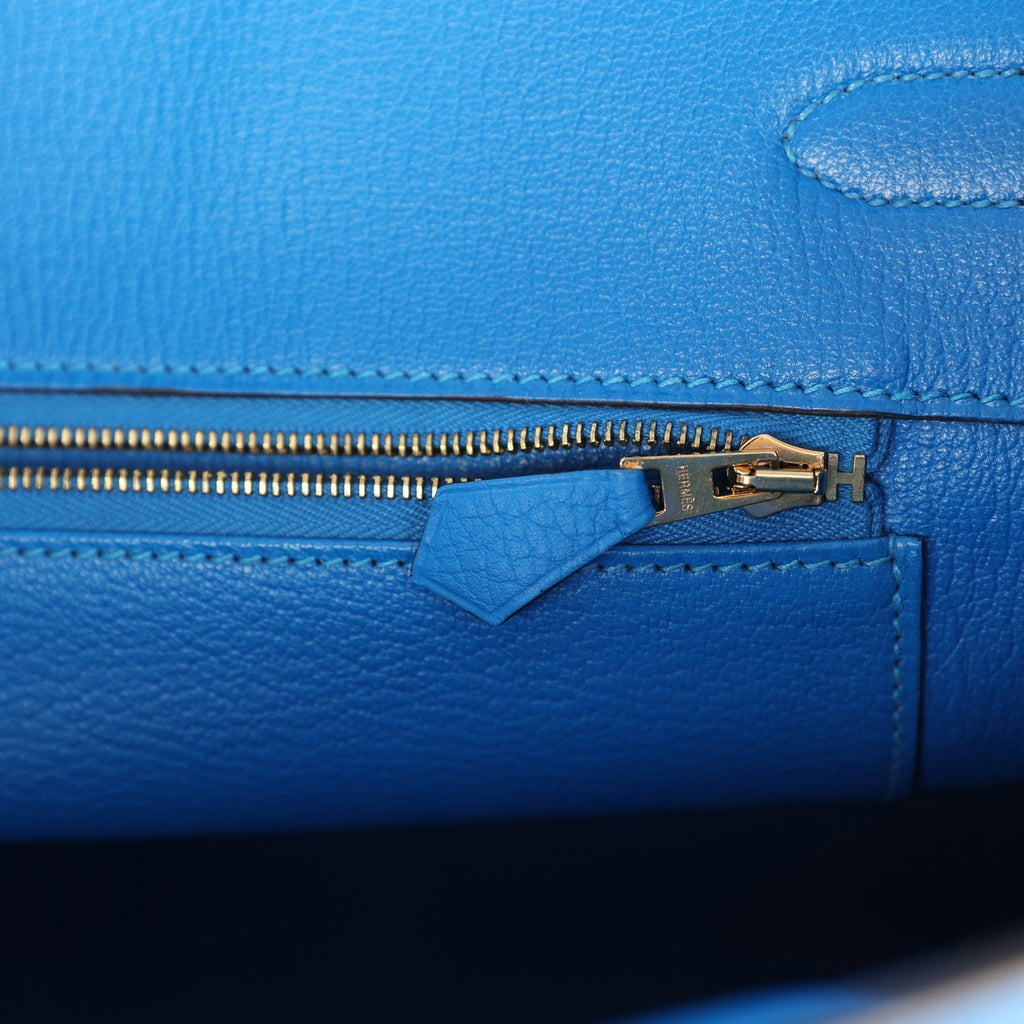 Hermes Birkin 35 Bleu Hydra Clemence Gold Hardware
