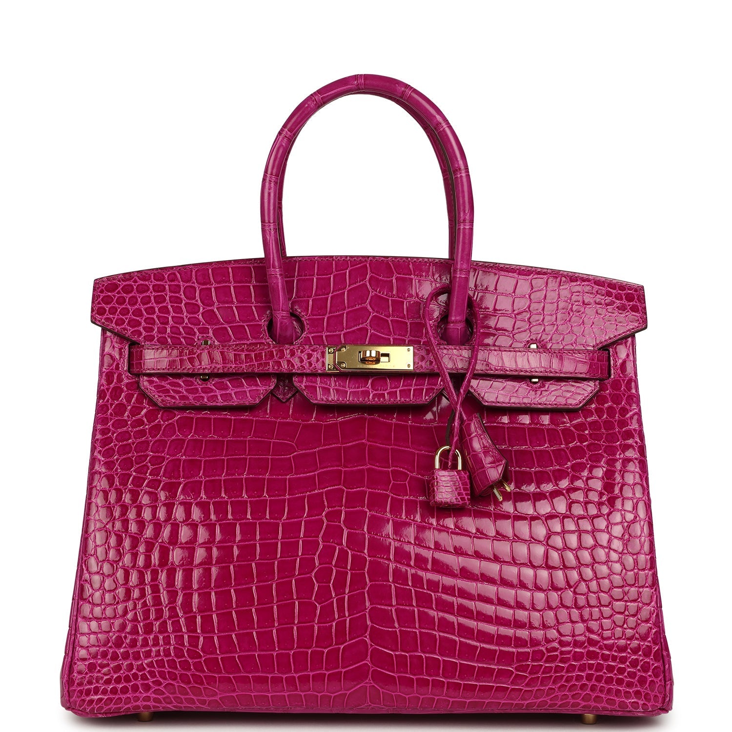 Hermes Birkin 35 Rose Scheherazade Shiny Porosus Crocodile Gold Hardware