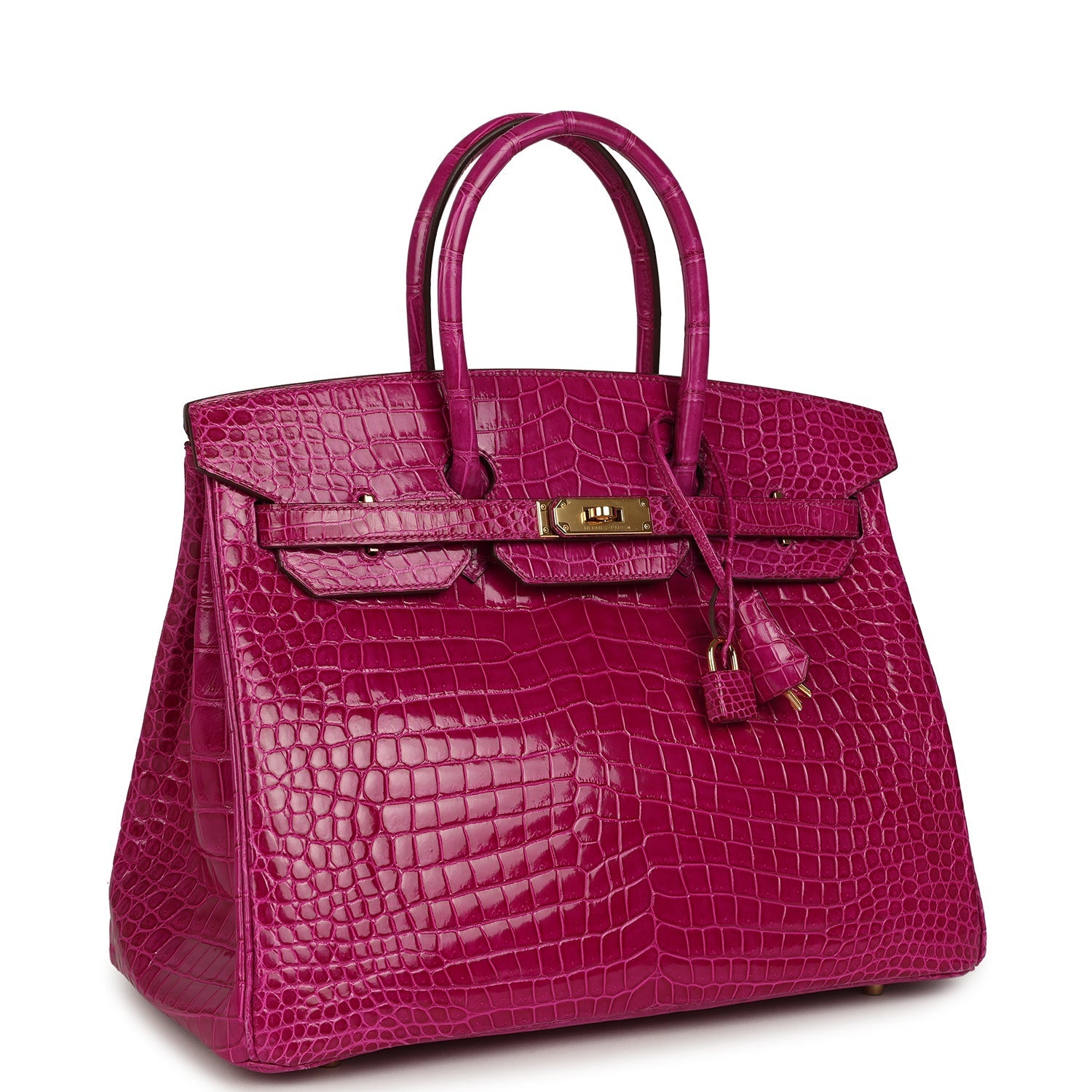 Hermes Birkin 35 Rose Scheherazade Shiny Porosus Crocodile Gold Hardware