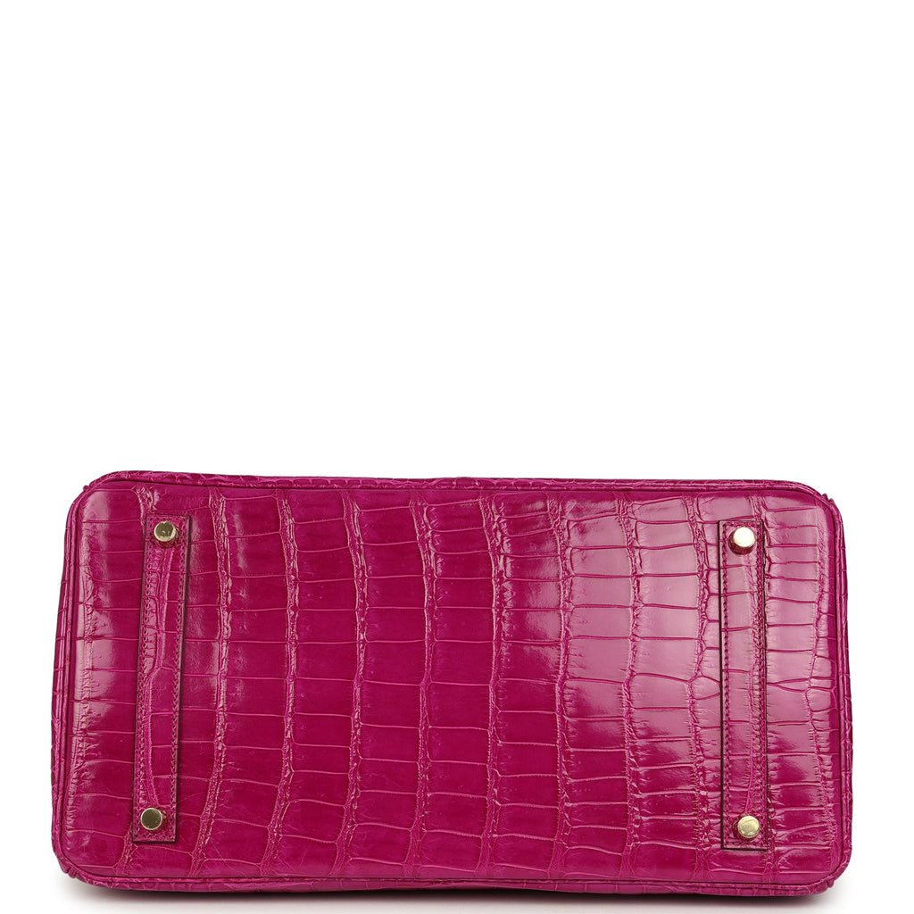 Hermes Birkin 35 Rose Scheherazade Shiny Porosus Crocodile Gold Hardware