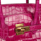 Hermes Birkin 35 Rose Scheherazade Shiny Porosus Crocodile Gold Hardware