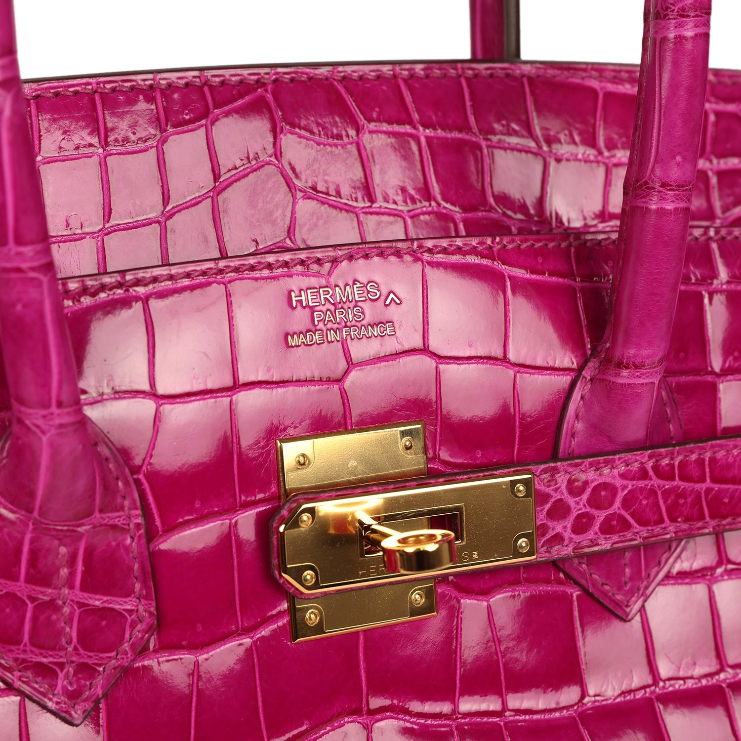 Hermes Birkin 35 Rose Scheherazade Shiny Porosus Crocodile Gold Hardware