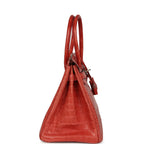 Hermes Birkin 30 Rouge Indien Matte Porosus Crocodile Palladium Hardware