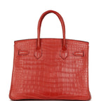 Hermes Birkin 30 Rouge Indien Matte Porosus Crocodile Palladium Hardware