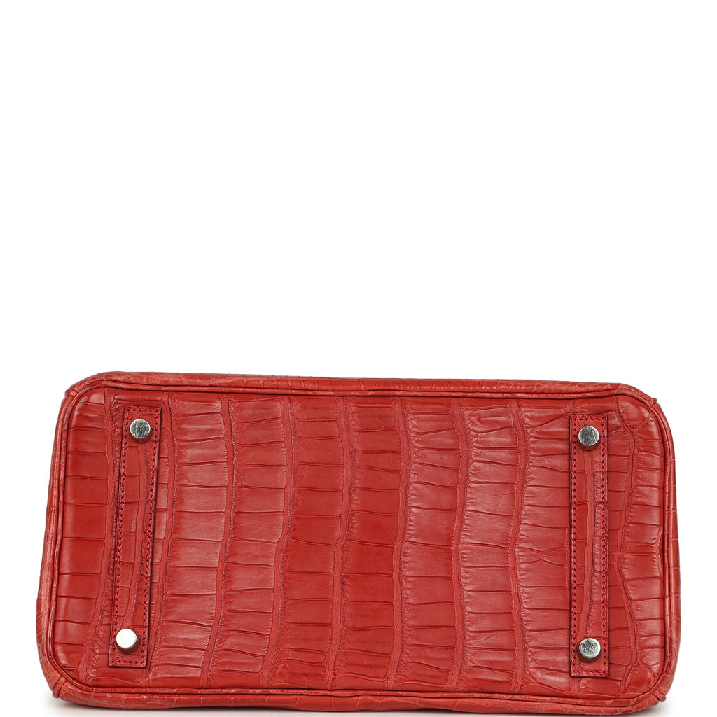 Hermes Birkin 30 Rouge Indien Matte Porosus Crocodile Palladium Hardware
