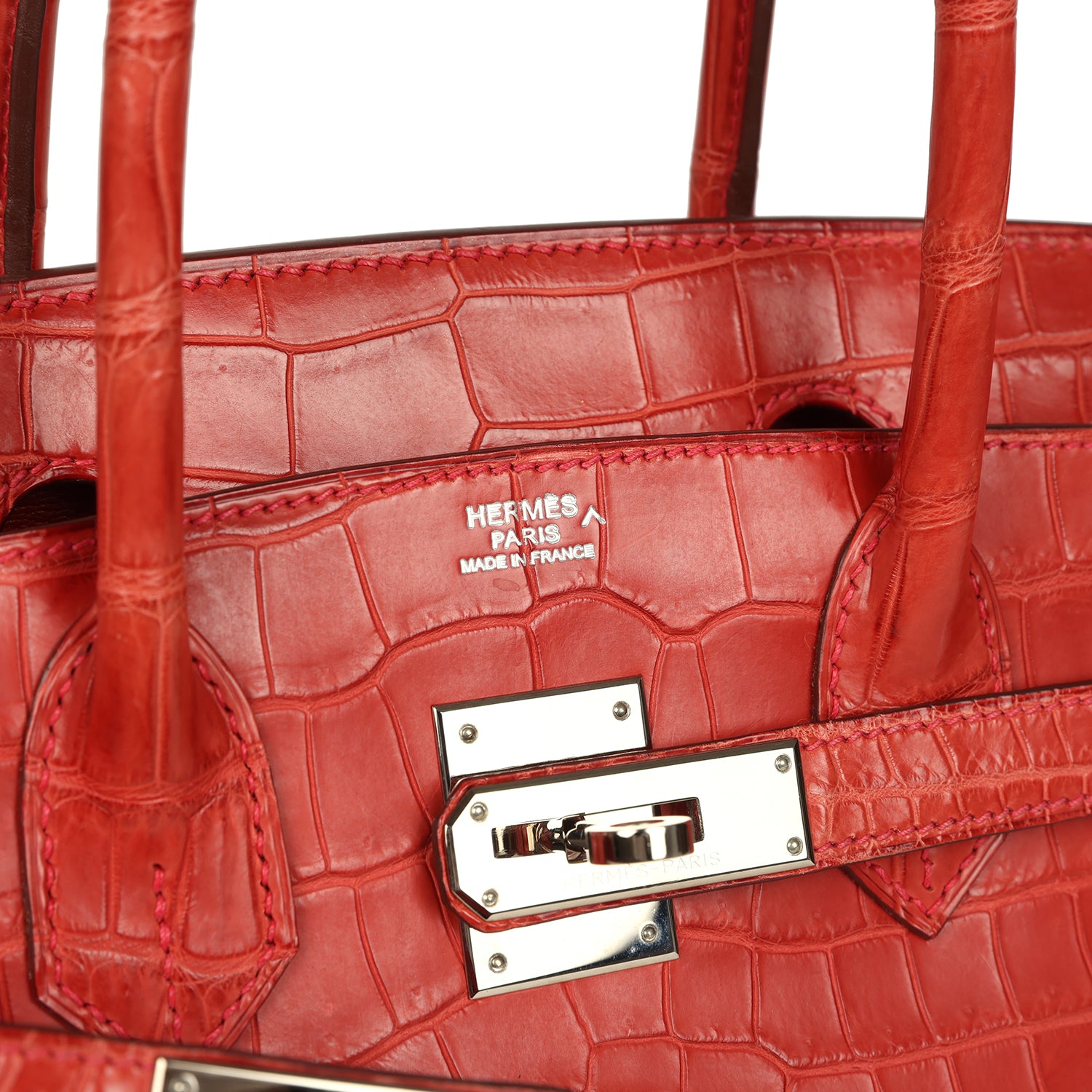 Hermes Birkin 30 Rouge Indien Matte Porosus Crocodile Palladium Hardware