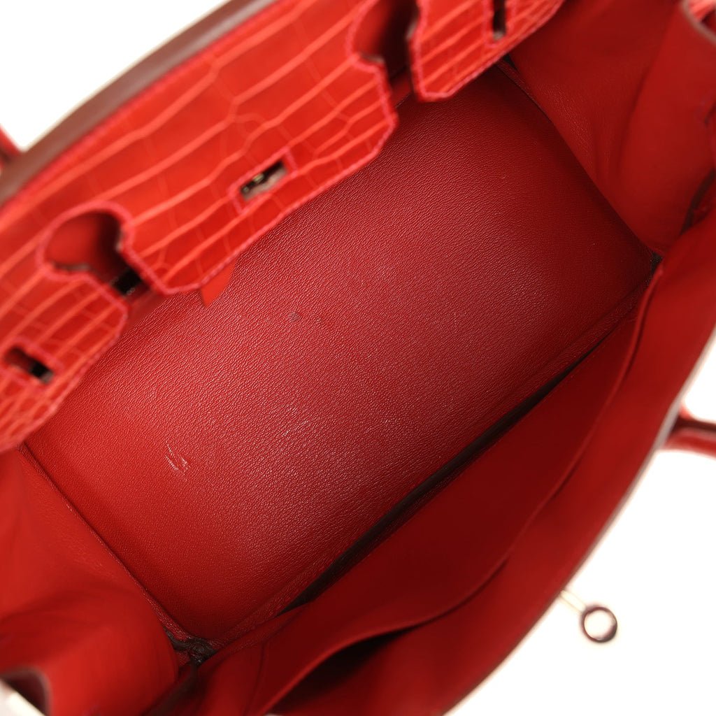 Hermes Birkin 30 Rouge Indien Matte Porosus Crocodile Palladium Hardware
