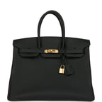 Hermes Birkin 35 Black Togo Gold Hardware