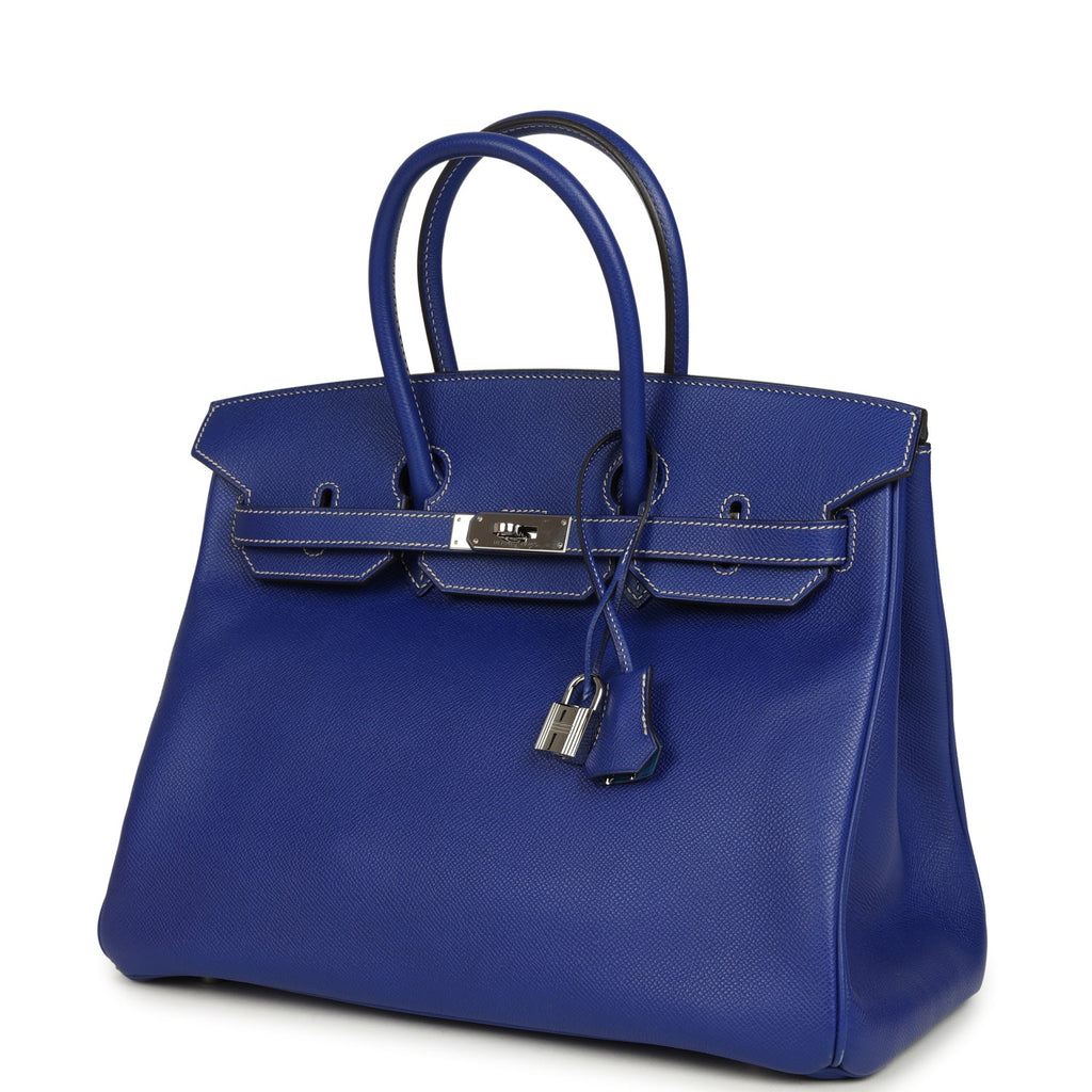 Hermes Candy Birkin 35 Bleu Electric Verso Epsom Palladium Hardware