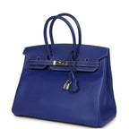 Hermes Candy Birkin 35 Bleu Electric Verso Epsom Palladium Hardware