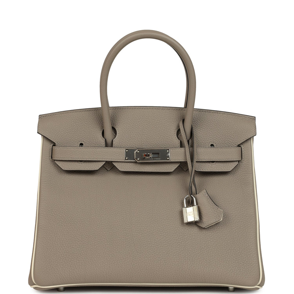 Hermes Special Order (HSS) Birkin 30 Gris Asphalt and Craie Togo Palladium Hardware