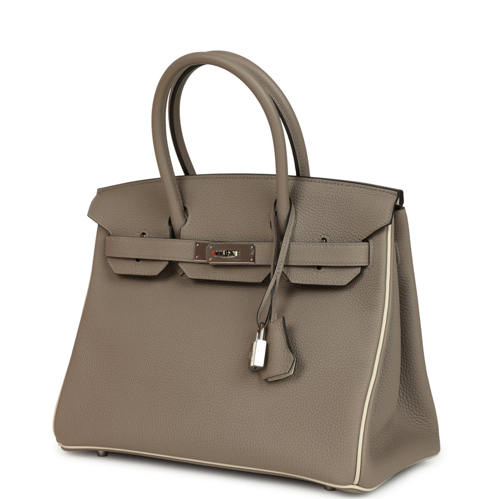 Hermes Special Order (HSS) Birkin 30 Gris Asphalt and Craie Togo Palladium Hardware