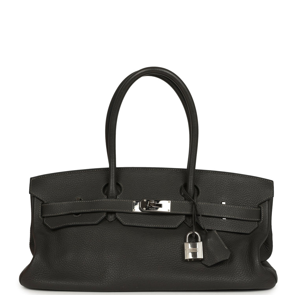 Vintage Hermes Shoulder Birkin 42 JPG Graphite Clemence Palladium Hardware