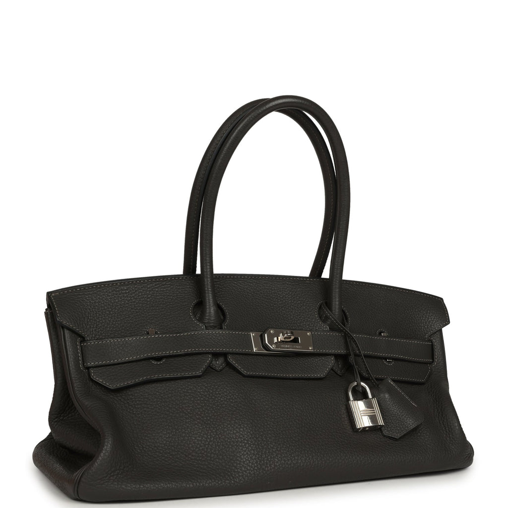 Vintage Hermes Shoulder Birkin 42 JPG Graphite Clemence Palladium Hardware