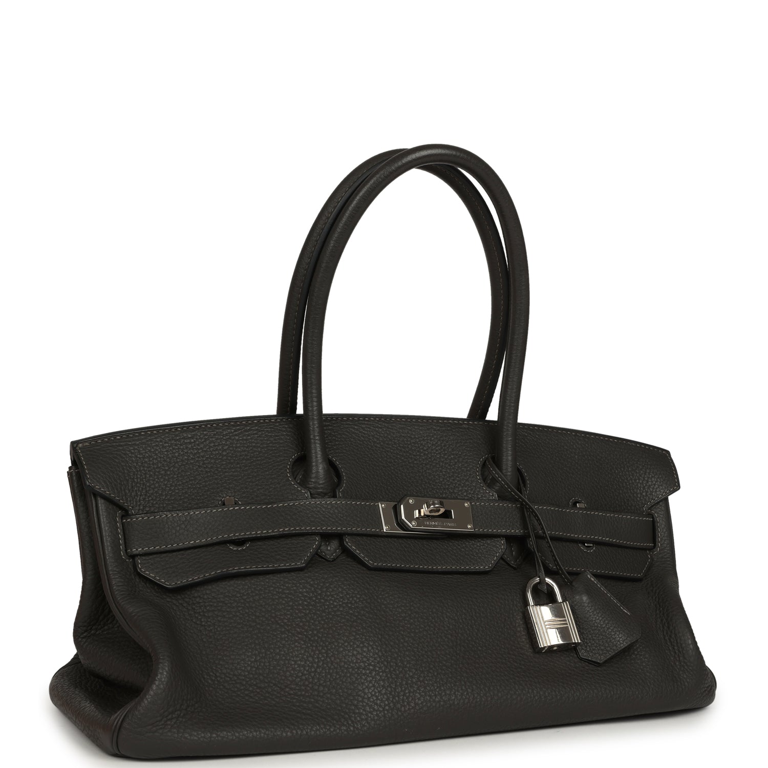 Vintage Hermes Shoulder Birkin 42 JPG Graphite Clemence Palladium Hardware