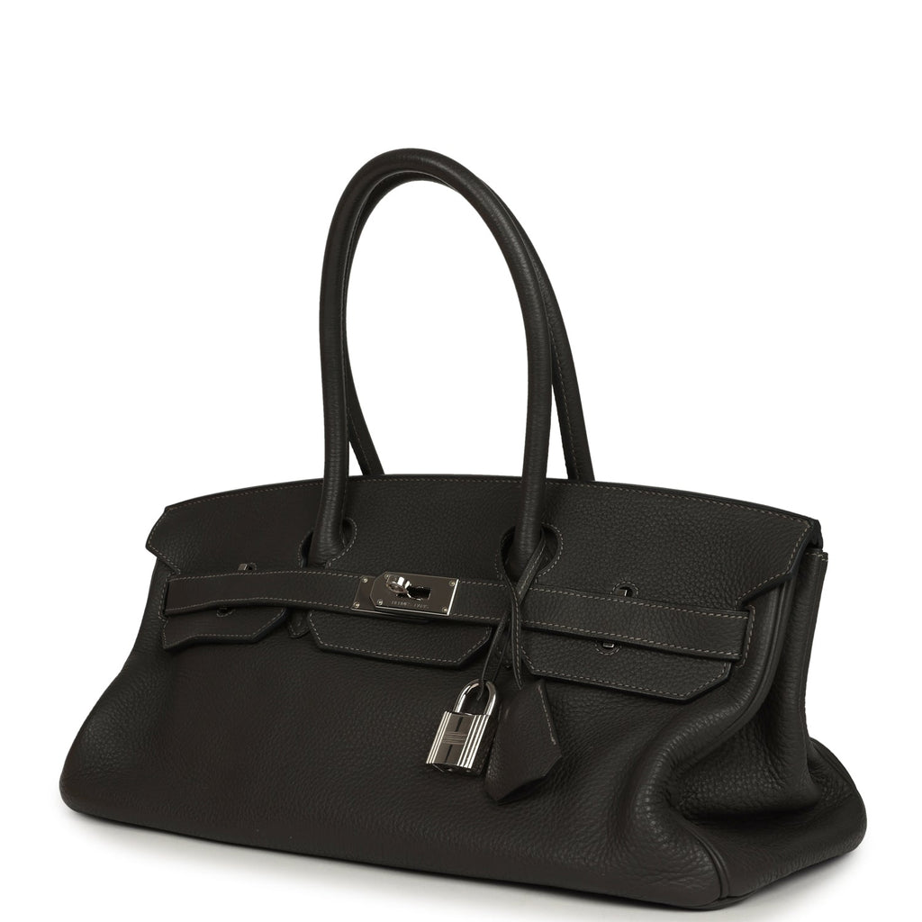Vintage Hermes Shoulder Birkin 42 JPG Graphite Clemence Palladium Hardware