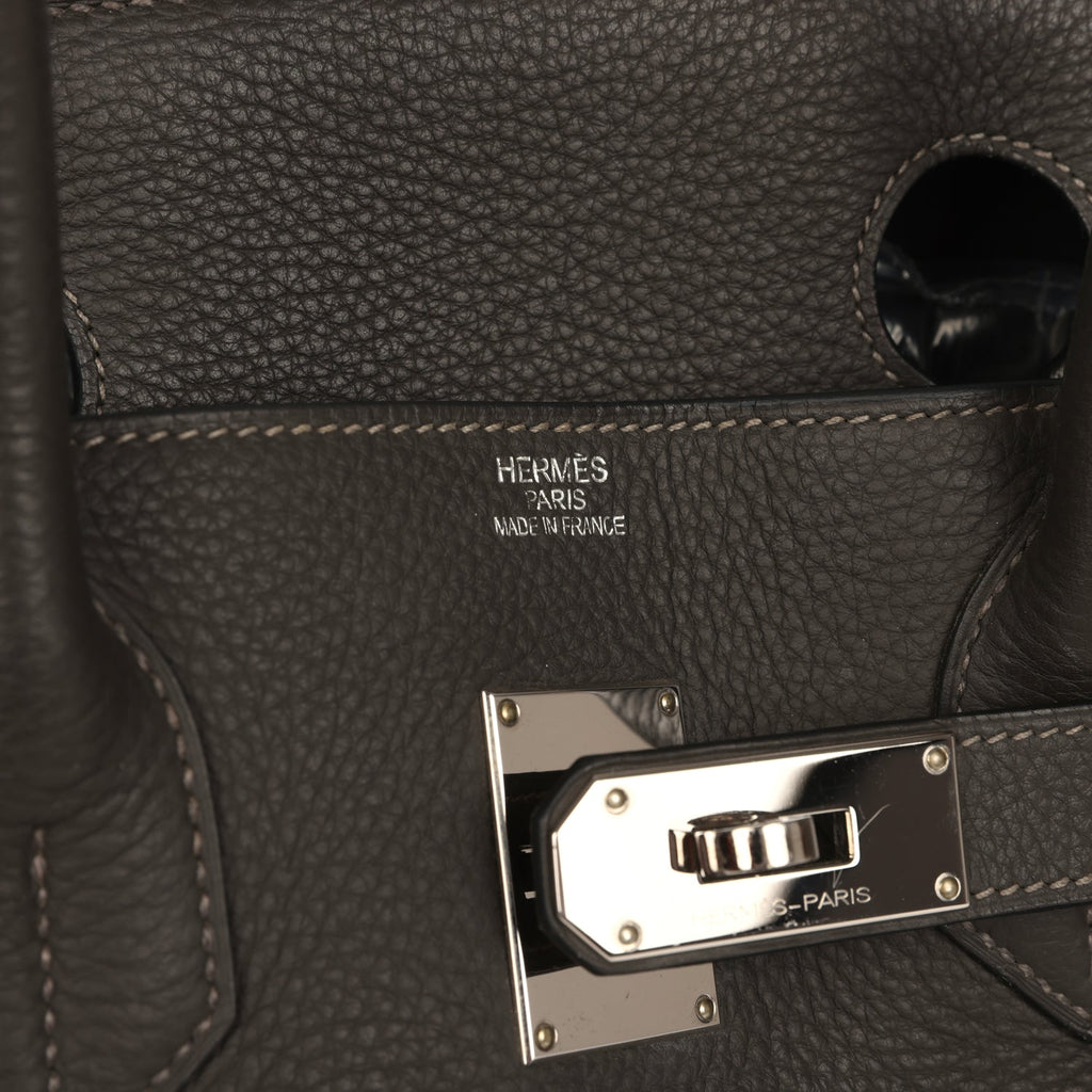 Vintage Hermes Shoulder Birkin 42 JPG Graphite Clemence Palladium Hardware
