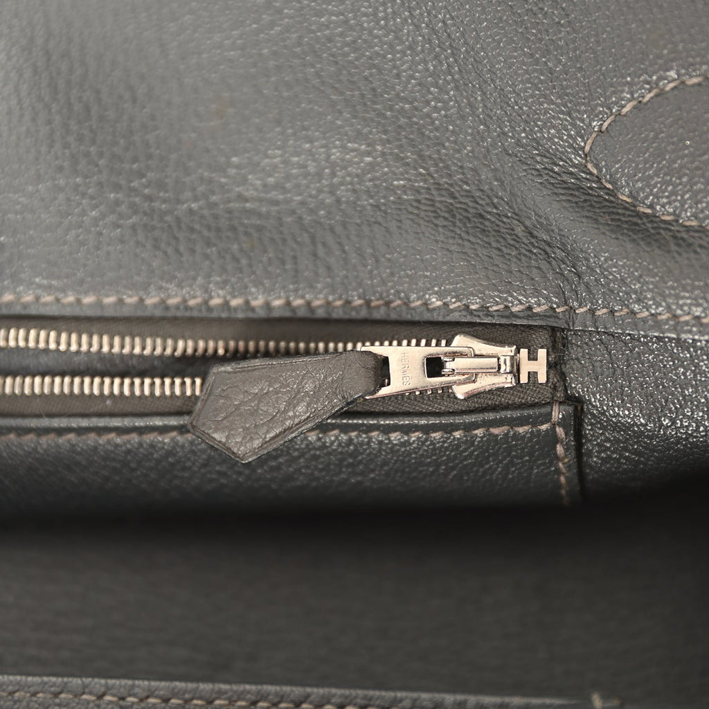 Vintage Hermes Shoulder Birkin 42 JPG Graphite Clemence Palladium Hardware