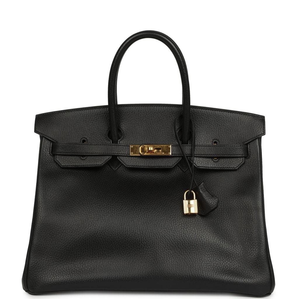 Vintage Hermes Birkin 35 Black Ardennes Gold Hardware