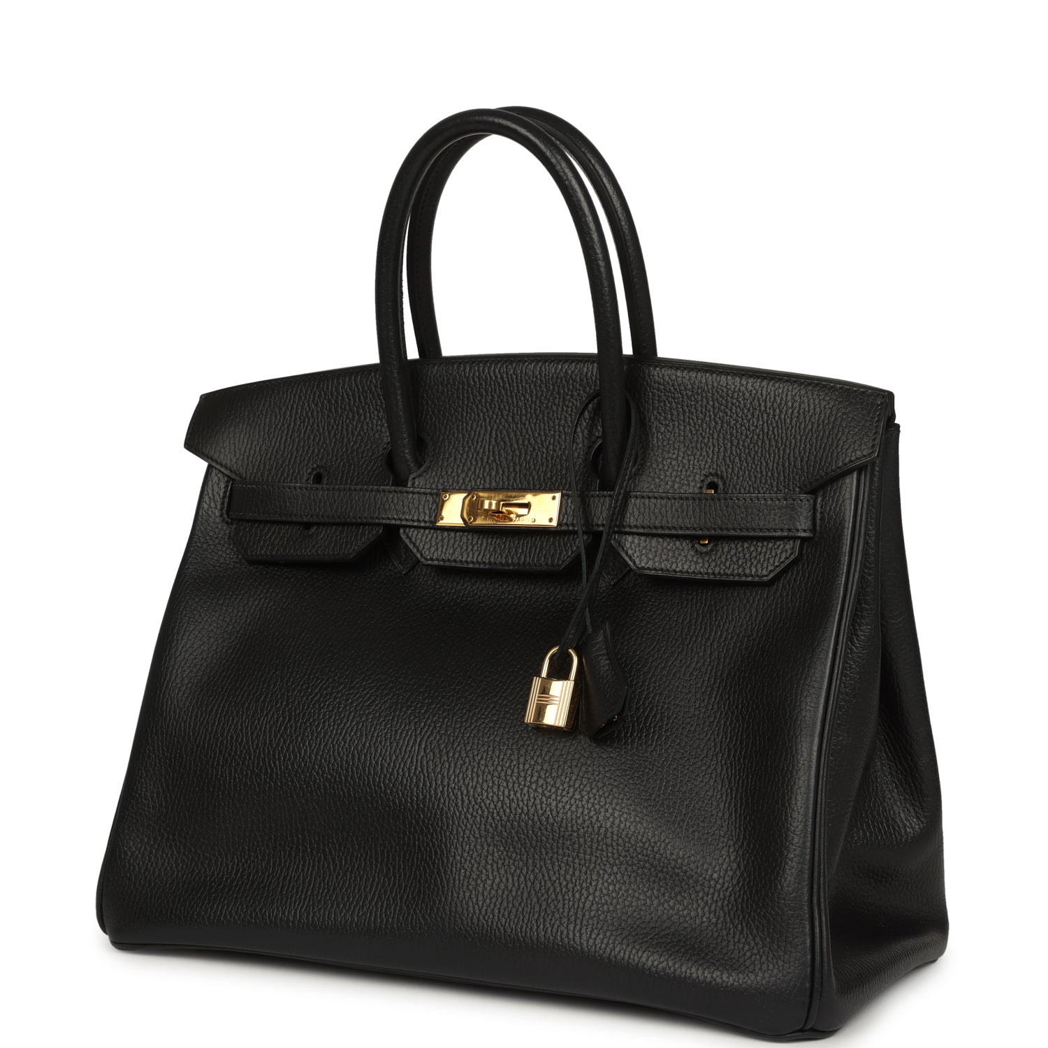 Vintage Hermes Birkin 35 Black Ardennes Gold Hardware