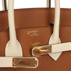 Hermes Special Order (HSS) Birkin 25 Gold and Craie Togo Rose Gold Hardware