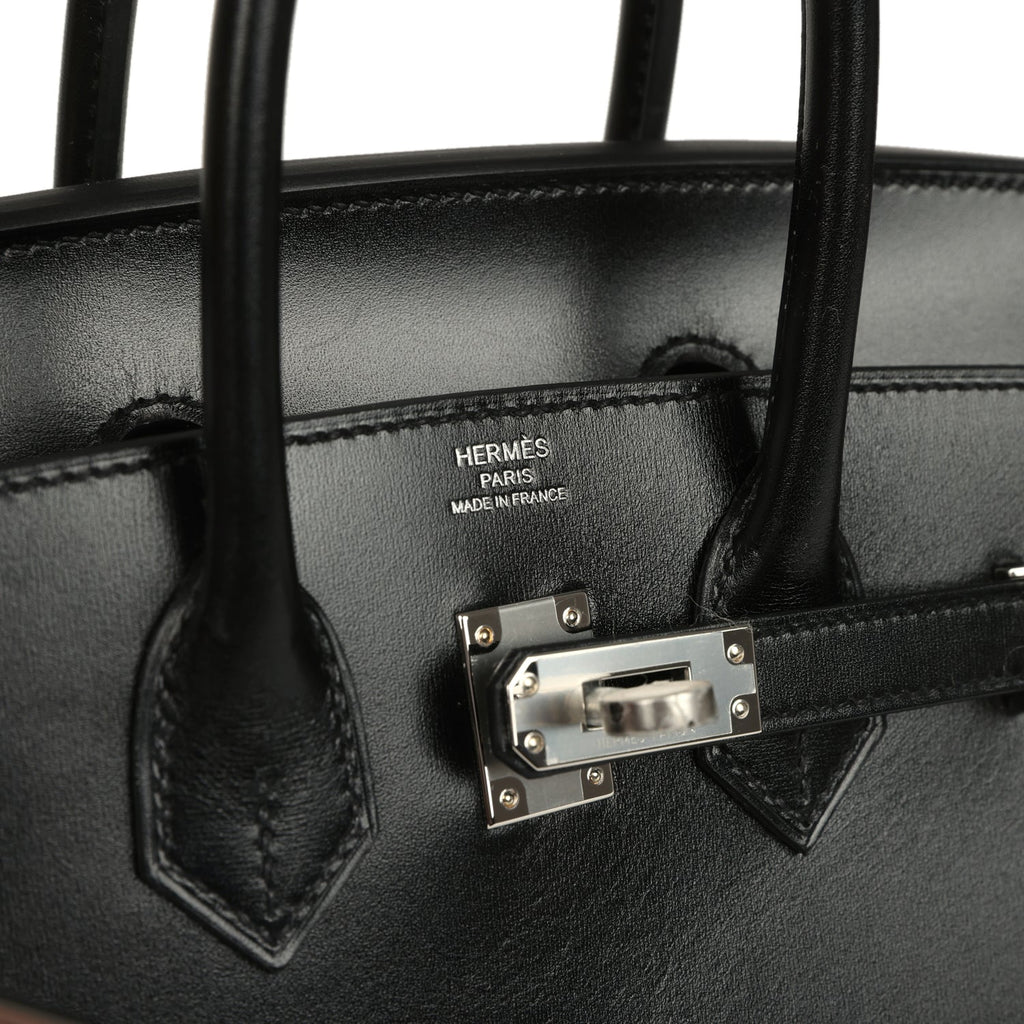 Hermes Birkin Sellier 25 Black Box Palladium Hardware