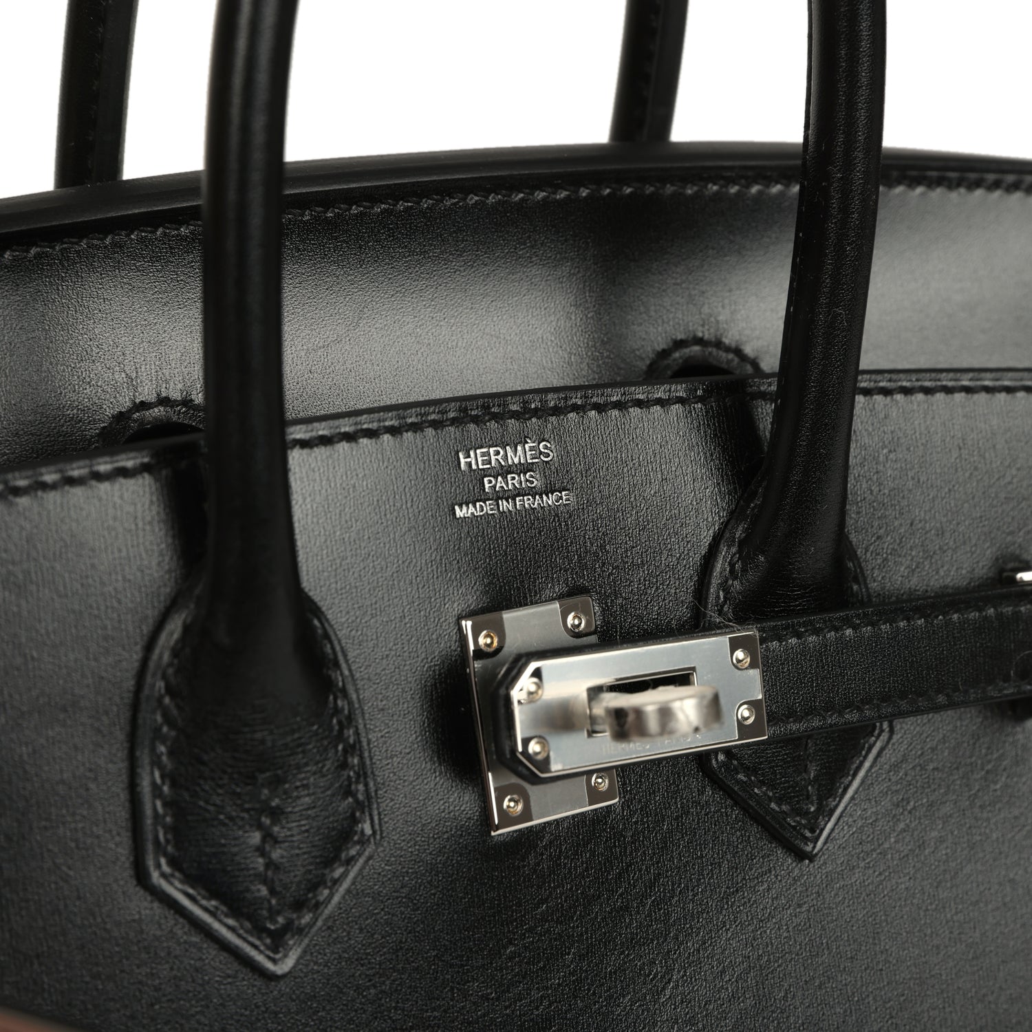 Hermes Birkin Sellier 25 Black Box Palladium Hardware