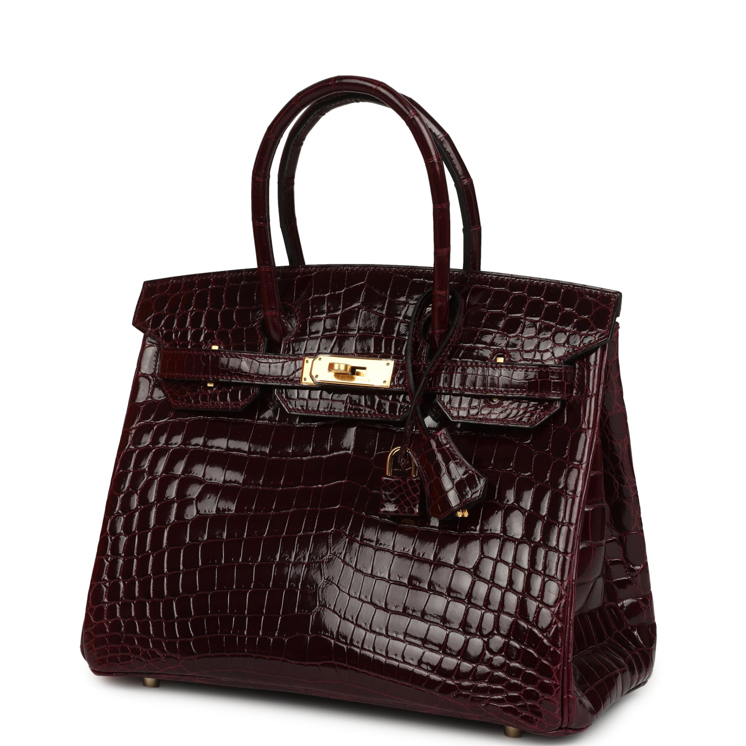 Hermes Birkin 30 Bordeaux Shiny Niloticus Crocodile Gold Hardware