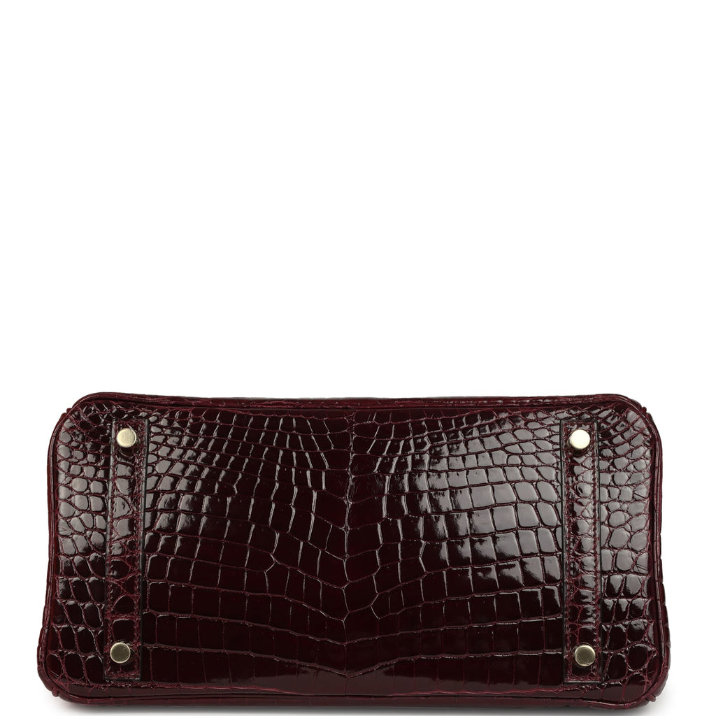 Hermes Birkin 30 Bordeaux Shiny Niloticus Crocodile Gold Hardware