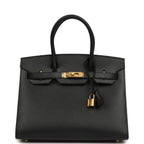 Hermes Birkin Sellier 30 Black Madame Gold Hardware