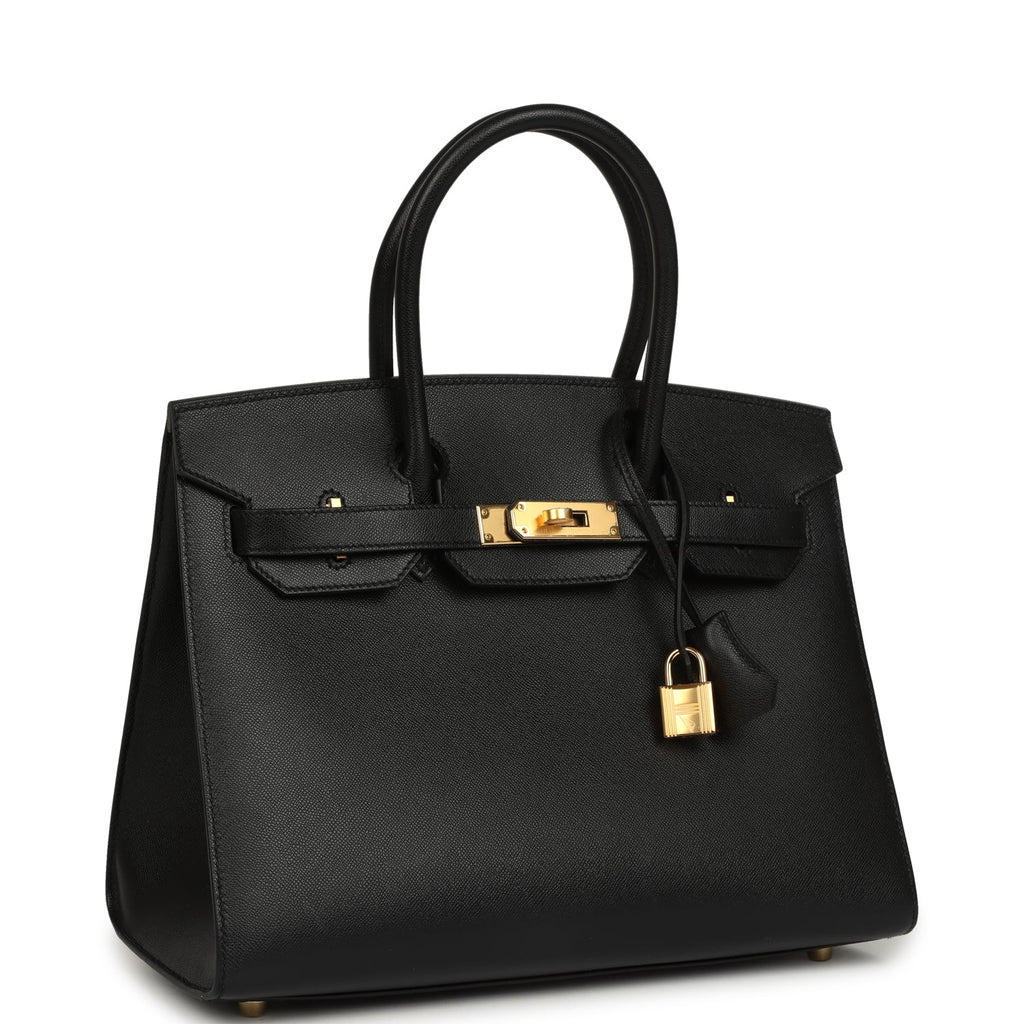 Hermes Birkin Sellier 30 Black Madame Gold Hardware