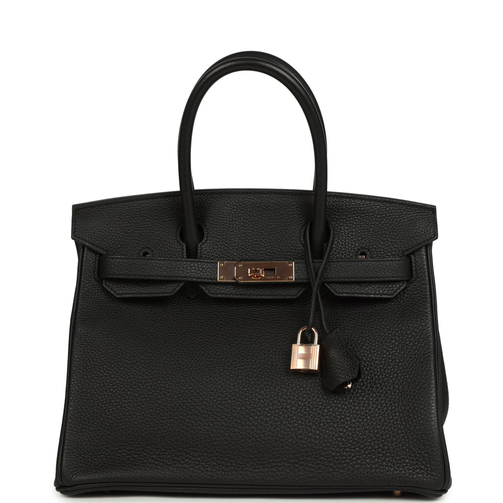 Hermes Birkin 30 Black Togo Rose Gold Hardware