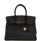 Hermes Birkin 30 Black Togo Rose Gold Hardware