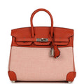 Hermes Quadrille Birkin 25 Brique Swift and Ecru-Mauve Pale and Brique Toile H Palladium Hardware