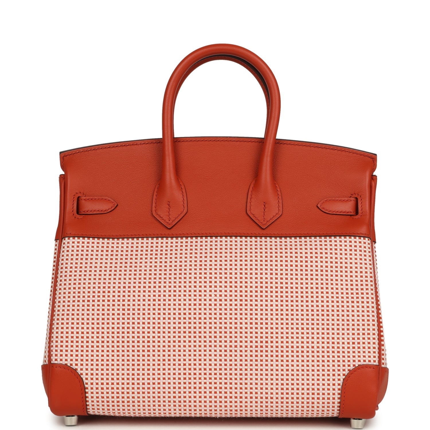 Hermes Quadrille Birkin 25 Brique Swift and Ecru-Mauve Pale and Brique Toile H Palladium Hardware