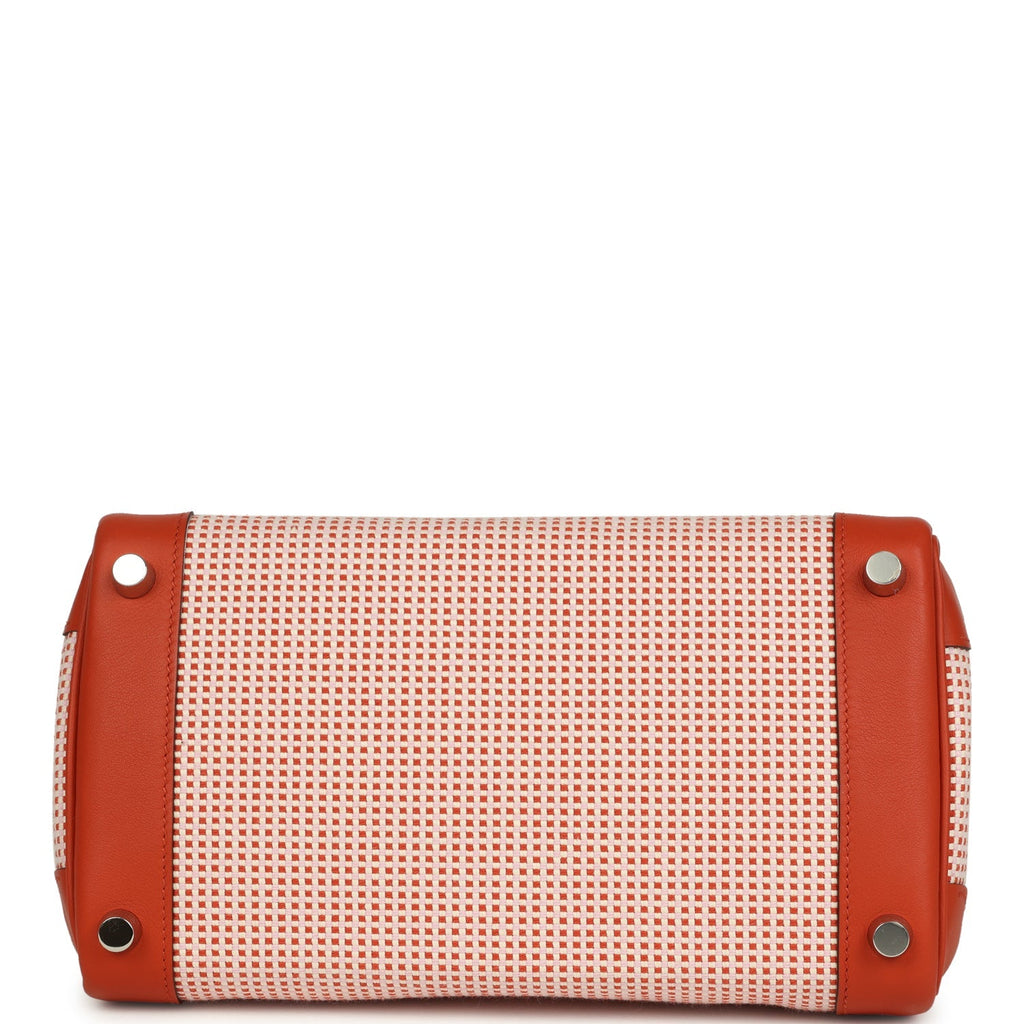Hermes Quadrille Birkin 25 Brique Swift and Ecru-Mauve Pale and Brique Toile H Palladium Hardware