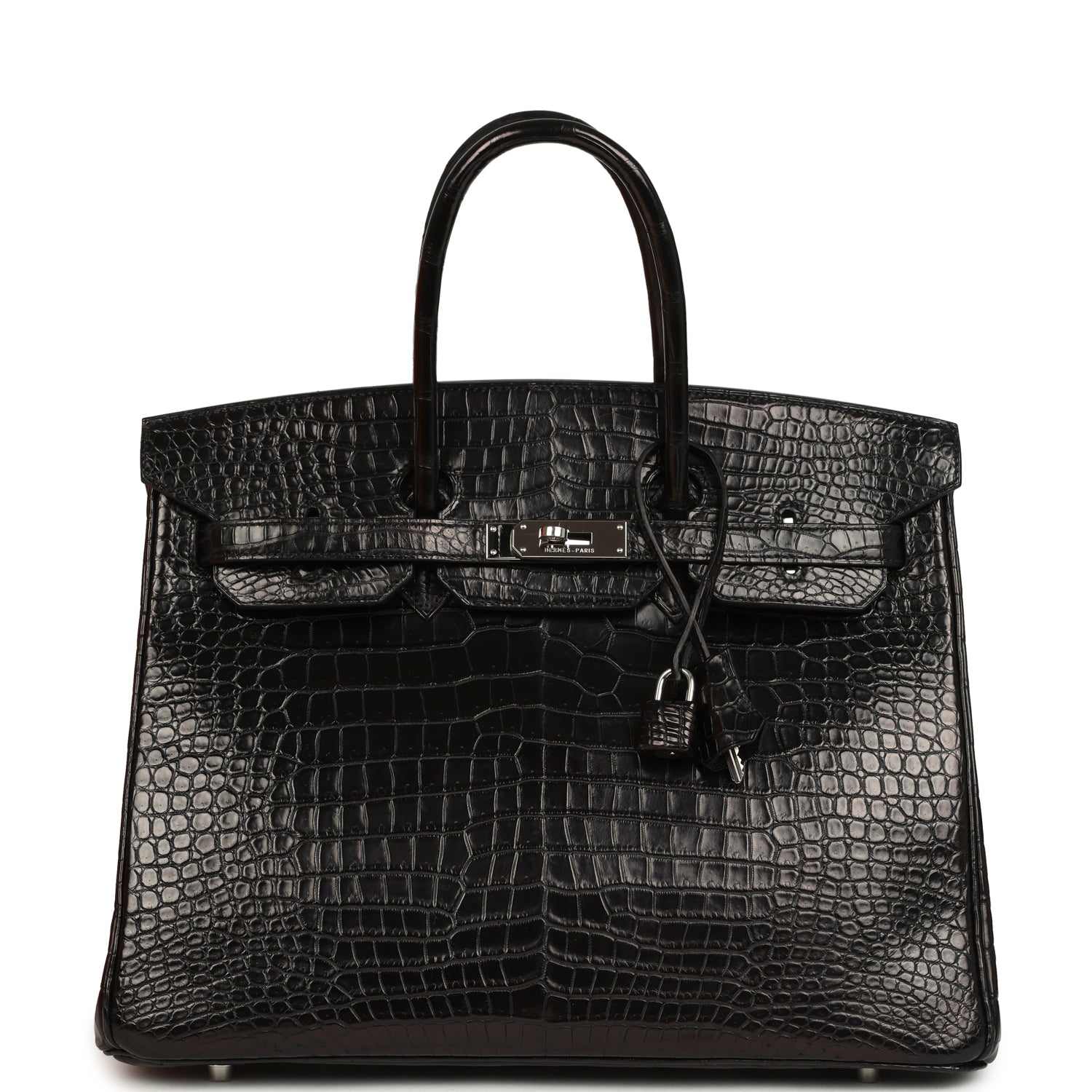 Hermes Birkin 35 Black Matte Porosus Crocodile Palladium Hardware
