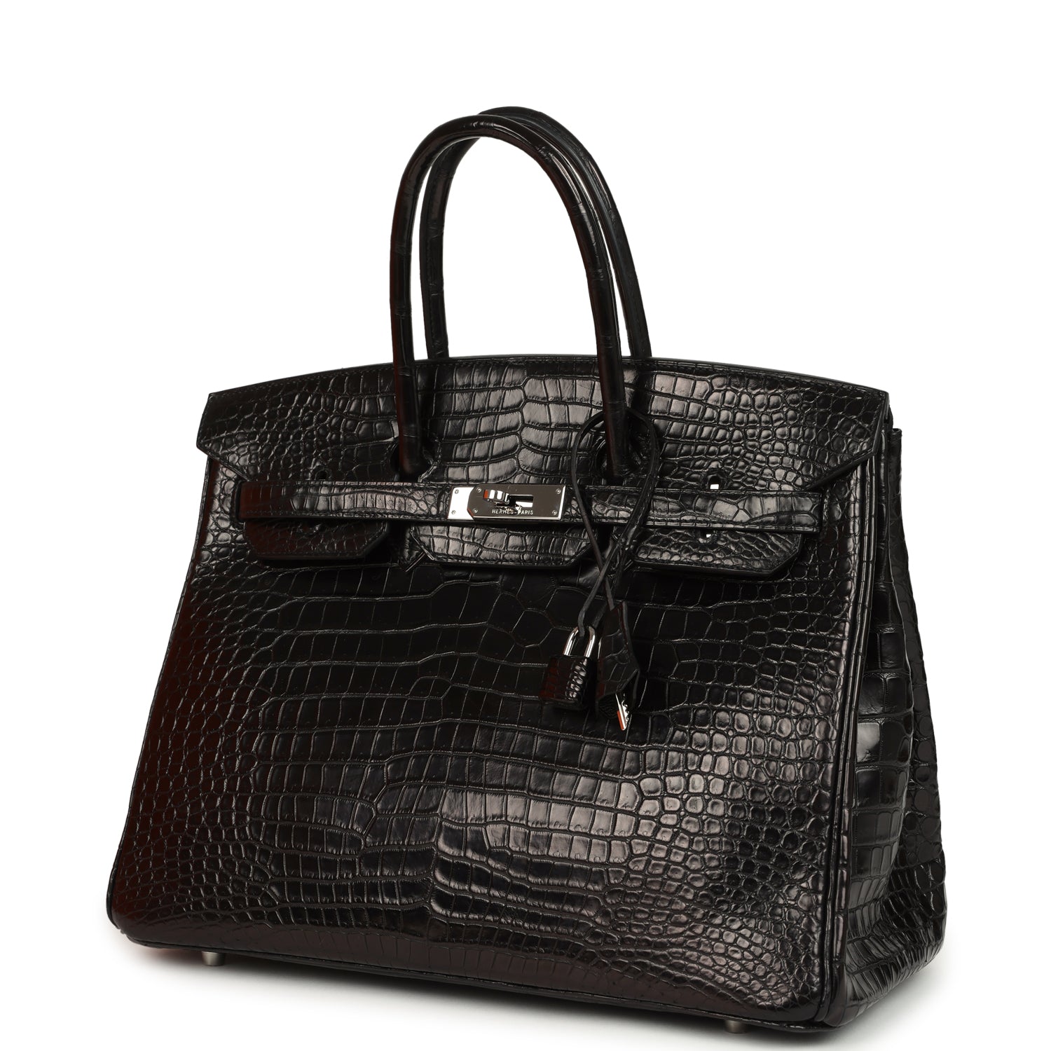 Hermes Birkin 35 Black Matte Porosus Crocodile Palladium Hardware